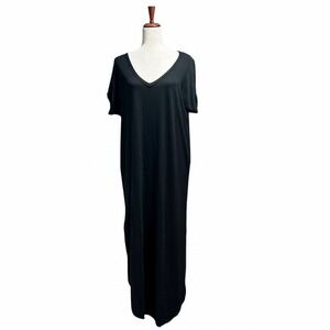 Vici Black Maxi Dress Size Small Short Sleeve V-Neck Jersey Knit Soft Casual